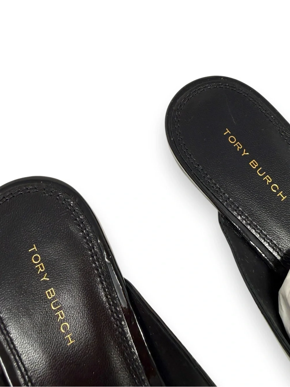 NWT Tory Burch Pointed Backless Loafers Perfect Black Patent Leather 7.5 Women’s